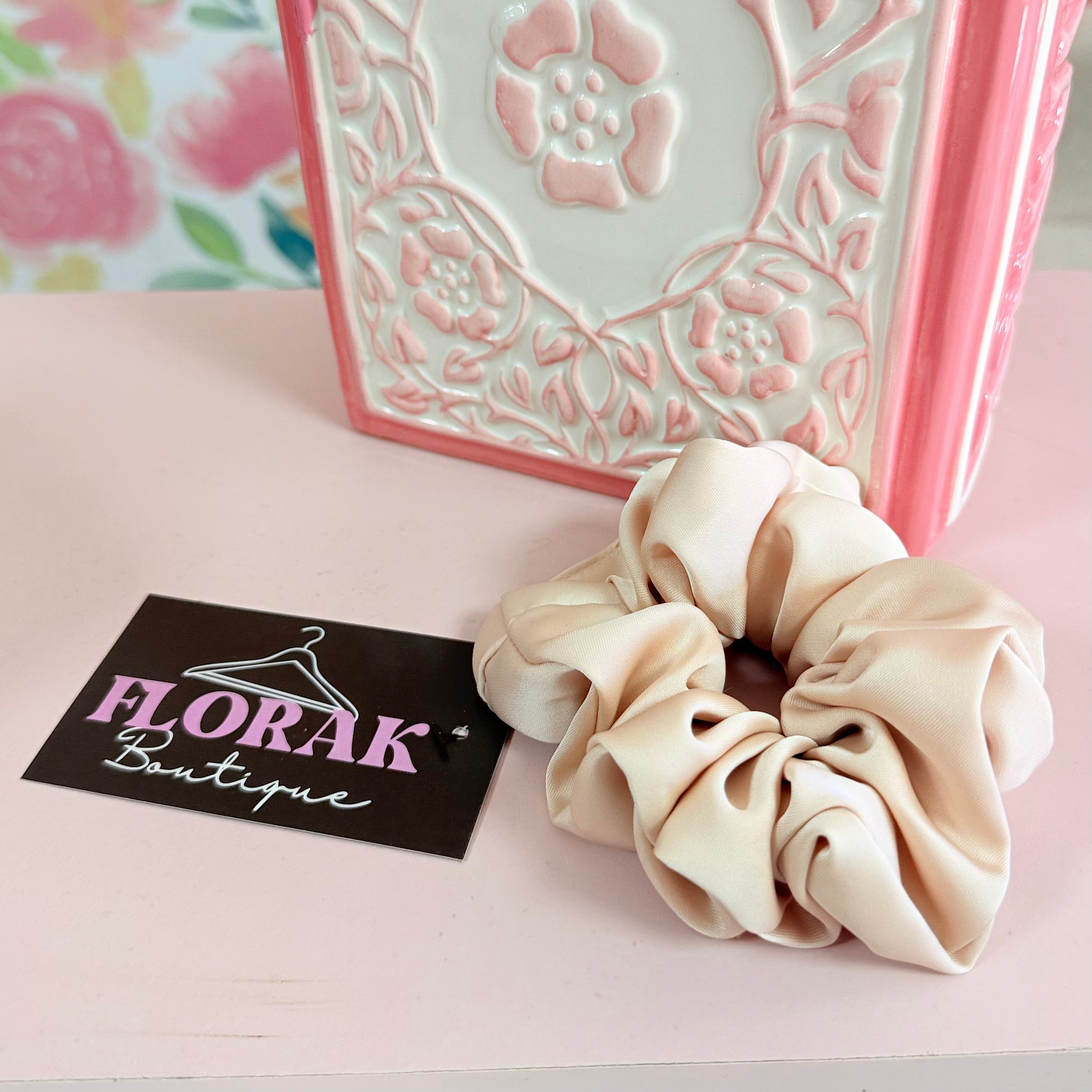 Satin Scrunchies Beige